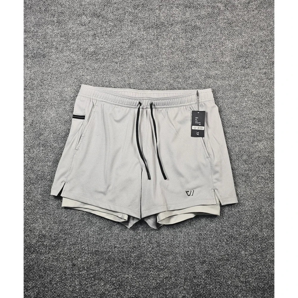 WOLACO Grand 2-in-1 Athletic Shorts Stone Gray Compression Liner Size M